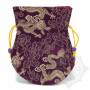Pochette pour mala/bijoux en tissu violet et au motif dragon (L. 13,5 x l. 10cm)