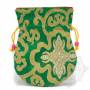 Pochette pour mala/bijoux en tissu vert et au motif floral (L. 13,5 x l. 10cm)