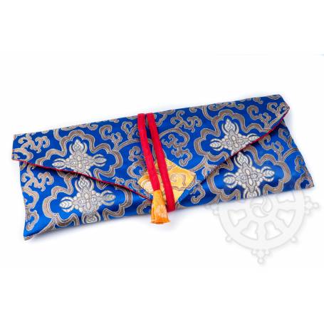 Porte-texte en belle soie bleu au motif Floral (L. 32 x l. 14 x H. 2cm)