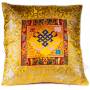 Housse de coussins standing brocart de soie jaune - noeud de l'infini (42,5 x 42,5 cm)