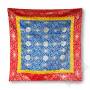 Nappe de qualité sup. en brocart de soie bleu floral (1 x 1 m)