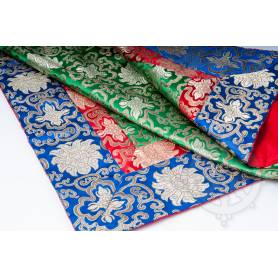 Nappe de qualité sup. en brocart de soie vert floral (1 x 1 m)