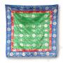 Nappe de qualité sup. en brocart de soie vert floral (1 x 1 m)