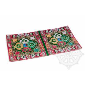 Chemin de table en brocart de soie vert - double dorjé (L. 45 x l. 23,5 cm)