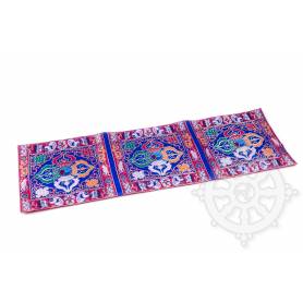 Chemin de table en brocart de soie bleu - double dorjé (L. 70 x l. 23,5 cm)