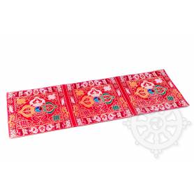 Chemin de table en brocart de soie rouge - double dorjé (L. 70 x l. 23,5 cm)