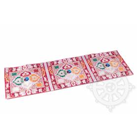 Chemin de table en brocart de soie blanc - double dorjé (L. 70 x l. 23,5 cm)