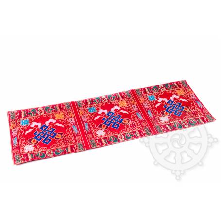 Chemin de table en brocart de soie rouge - noeud de l'infini (L. 70 x l. 23,5 cm)