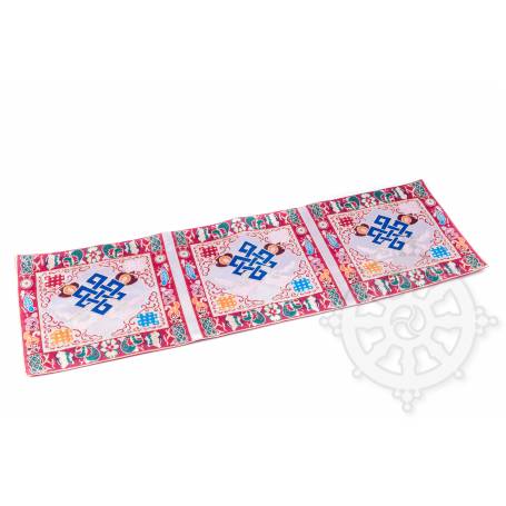 Chemin de table en brocart de soie blanc - noeud de l'infini (L. 70 x l. 23,5 cm)