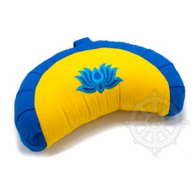 Coussins 1/2 ZAFU ou FUZEN  (H. 15 x l. 26 x L. 40 cm, Jaune avec lotus bleu)