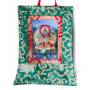 Mini-thangkas pour votre autel  - Tara Verte Av. brocart 23x28,5cm (Repro. 9cmx14,5cm) - 