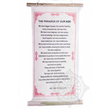 Rouleaux - Citations du Dalai Lama THE PARADOX OF OUR AGE en Papier lokta