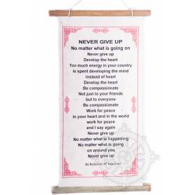 Rouleaux - Citations du Dalai Lama NEVER GIVE UP! en Papier lokta