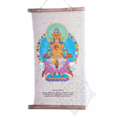 Rouleaux - Divinités bouddhiques BOUDDHA MAITREYA en Papier lokta