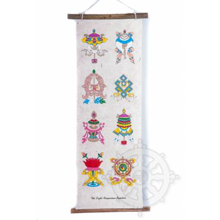 Banner on Lokta paper - AUSPICIOUS SYMBOLS - Art of Nepal