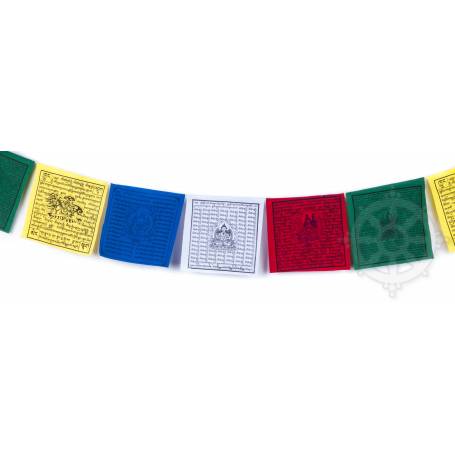 Tibetaanse gebedsvlaggen LUNGTA - Godheden - Maat L - Hoge kwaliteit katoen (Afmeting: 25x25cm, L. 2,75m) - Kunst van Nepal