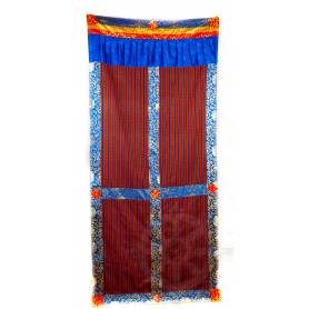 Original rideau de porte bhoutanais bleu (Coton, H. 205cm x l. 95cm) 