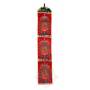 Wall banner/Letter holder - AUSPICIOUS SYMBOLS - Red embroidered silk brocade (H. 92,5cm x W. 17cm) 