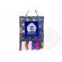Wall banner - KALACHAKRA - Silk brocade embroidered Blue (H. 29cm x W. 27,5cm) 