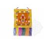 Wall banner - NORBU/PRÉCIEUX JOYAU - Yellow embroidered silk brocade (H. 28,5cm x W. 28,5cm) 