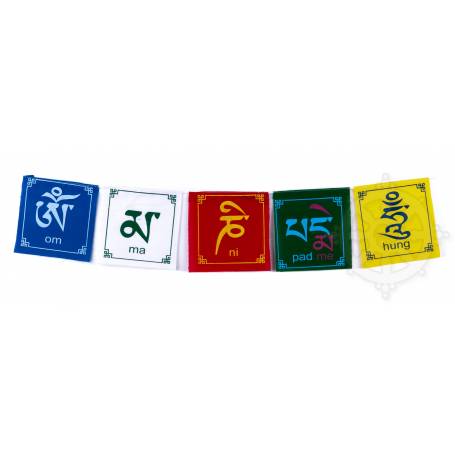 Prayer flags OM MANI - Size XS - High quality cotton (Unit: 12,5x12,5cm, L. 0,7m) 