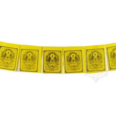 Drapeaux à prières BOUDDHA SHAKYAMUNI - Taille S - Coton haute qualité(Unité: 15x20cm, L. 1,75m) 