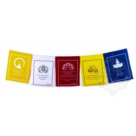 Drapeaux à prières CITATIONS DU BOUDDHA - Taille M - Coton haute qualité(Unité: 20x25cm, L. 1m) 