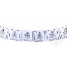 Drapeaux à prières TCHENREZI À 4 BRAS - Taille M - Coton haute qualité(Unité: 20x20cm, L. 2,25m) 