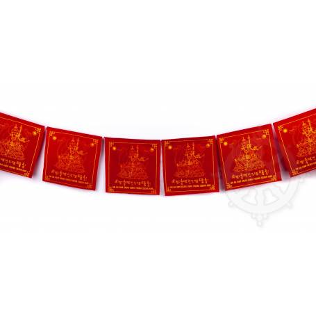 Drapeaux à prières GOUROU RINPOTCHE - Taille M - Coton haute qualité(Unité: 20x20cm, L. 2,25m) 