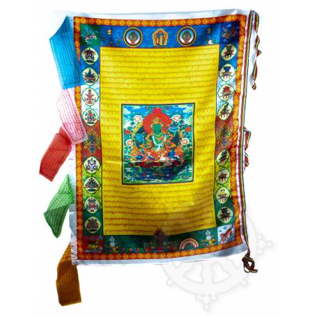 Vertical Prayer Flag TARA GREEN - Silk (70x95cm) 