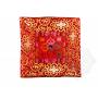 Funda de cojín de pie de seda roja brocada - doble dorje (42,5 x 42,5 cm) 