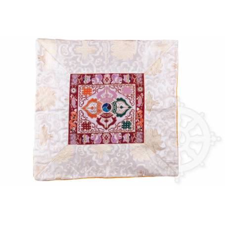 White silk brocade standing cushion cover - double dorjé (42,5 x 42,5 cm) 