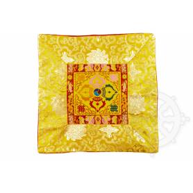 Hoes voor staand geel zijden brokaat - dubbele dorjé (42,5 x 42,5 cm) 