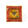 High quality tablecloth in yellow silk brocade with infinity knot (L. 32 x W. 32 cm) 