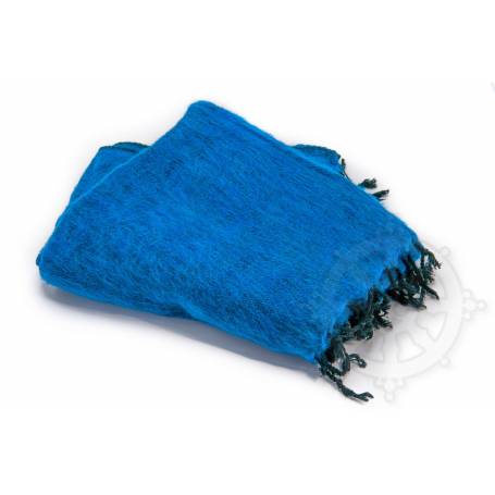 Meditation shawl Blue (yack wool/cotton, L. 220 x l. 120cm) - Art of Nepal