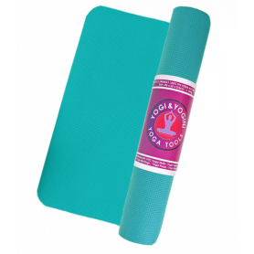 Yogamat TPE turkoois Yogi & Yogini - 1000 gr 63x183x0,5 cm
