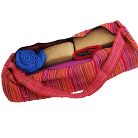 Sac de yoga coton rose rayé — 67×24 cm
