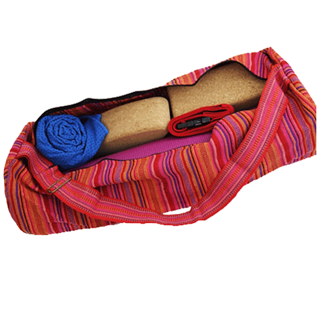 Sac de yoga coton rose rayé — 67×24 cm