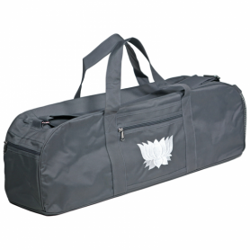 Sac de tapis de yoga en nylon gris avec lotus blanc — 70×15×20 cm