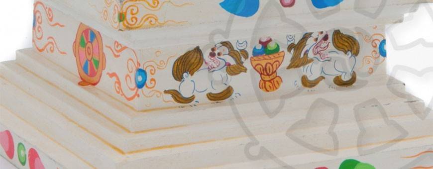 Estupas para altar - talla madera natural, 2019